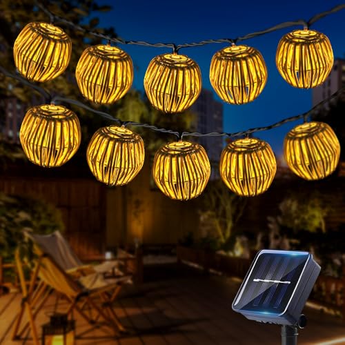 DAJASD 10 Stück Solar Lichterkette Aussen, 2.1m Solar Lampions Außen Wetterfest, 8 Modi Laternen Solarlampen, Papierseil Solar Lichterkette, Solar Rattankugel Lampion für Garten Balkon Hof Hochzeit DAJASD 10 Stück Solar Lichterkette Aussen, 2.1m Solar Lampions Außen Wetterfest, 8 Modi Laternen Solarlampen, Papierseil Solar Lichterkette, Solar Rattankugel Lampion für Garten Balkon Hof Hochzeit von DAJASD