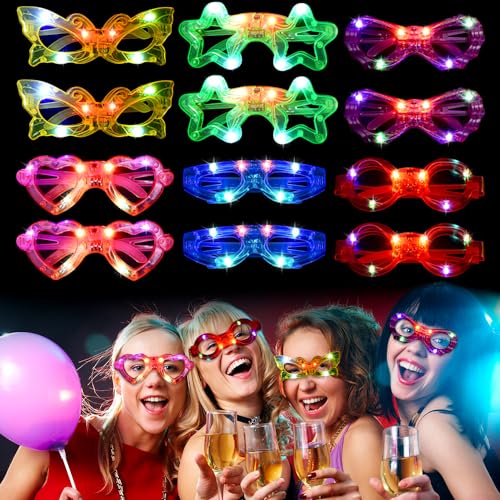 DAJASD Led Brillen für Party, 12 Stück Flashing LED Neon Partybrille, Leuchten Sie Neon Rave Brille Glow, LED Sonnenbrille Kostüme für Karneval Weihnachten Geburtstag Konzert Hochzeit Halloween von DAJASD