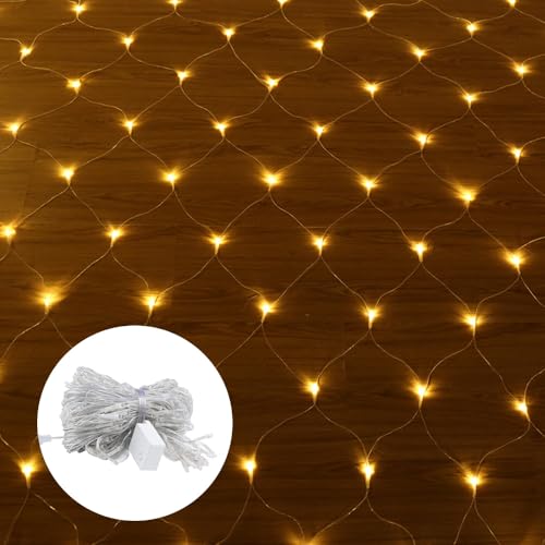 DAJASD Lichternetz Außen, 3x2M 200 LED Lichterkette Netz mit Stecker, 8 Modi IP67 Wasserdicht Lichternetz, Weihnachtsbeleuchtung Aussen Netz für Zimmer Wand Hochzeit Zaunbüsche Garten Deko von DAJASD