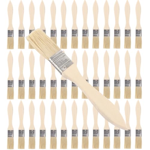 DAJAVE 40 Stück Pinselset, Malerpinsel 23mm Breit, Pinselset Flachpinsel mit Holzstiel, Pinsel Set für Farben, Flachpinsel Lasurpinsel für DIY, Malerbedarf zum Streichen, Brush von DAJAVE