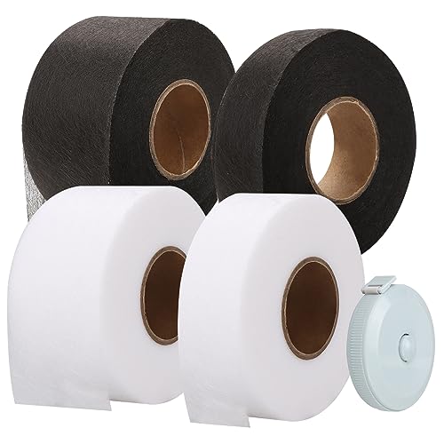 DAJAVE 200m Saumband zum Aufbügeln, 2 Rolle 50mm/2 Rolle 25mm Bügelband zum Kürzen Gardinenband Nahtband Saumband zum Aufbügeln Waschfest Selbstklebend Hemming Tape mit Maßband für Kleidung von DAJAVE