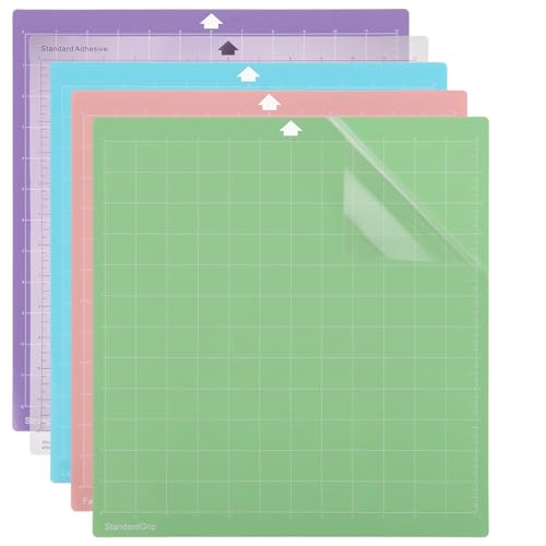 DAJAVE 5 Stück Schneidematte für Silhouette Cameo 4/3/2/1, 12x12 Inch Cutting Mat, Ersatz Schneidematte Standardgrip, Selbstklebende Schneidematten mit Vielzahl Klebend, Silhouette Cameo zum Nähen von DAJAVE