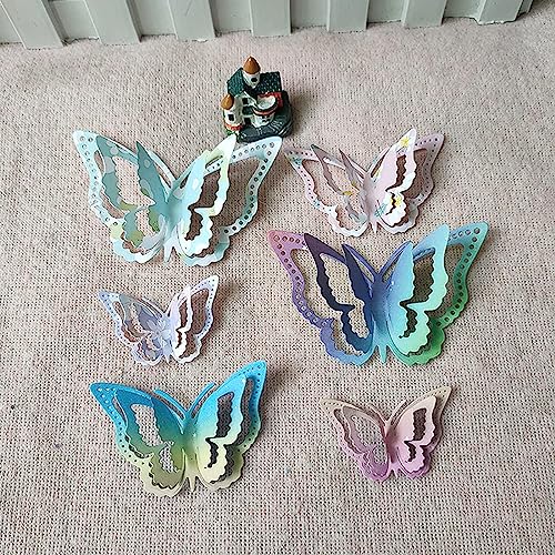 3 Stück 3D Schmetterling Metall Stanzformen, Stanzschablonen Box Frühling Blume Schmetterling Rahmen Stanzformen Schablonen DIY Scrapbooking Karten Herstellung Kartenherstellung Prägepapier von DAKLUNAR