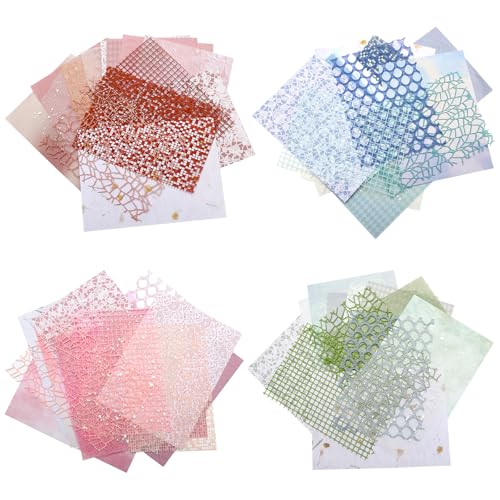 60 Blätter Scrapbook Papier Scrapbooking Deko aus Spitze und Netzgewebe Dekoratives Bastelpapier Mesh-Papiere Strukturiertes Papier für Tagebuch, Kartenherstellung, Geschenkverpackung, 18x13cm von DAKLUNAR