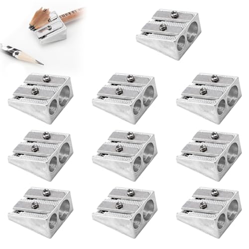 DAKLUNAR 10 PCS Magnesium Pencil Sharpener Survival Magnesium Anspitzer Doppelanspitzer aus Metall Doppelloch Bleistiftspitzer Multifunktionaler Magnesium Bleistiftspitzer für Schule Outdoor (10) von DAKLUNAR