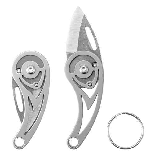 DAKLUNAR Mini Messer, Schlüsselanhänger Messer, EDC Messer Klein, Mini Scharf Klappmesser, Titan Messer, Mini Taschenmesser, Outdoor Messer, Weibliche Verteidigungswaffe, Geschenk für Männer Frauen von DAKLUNAR