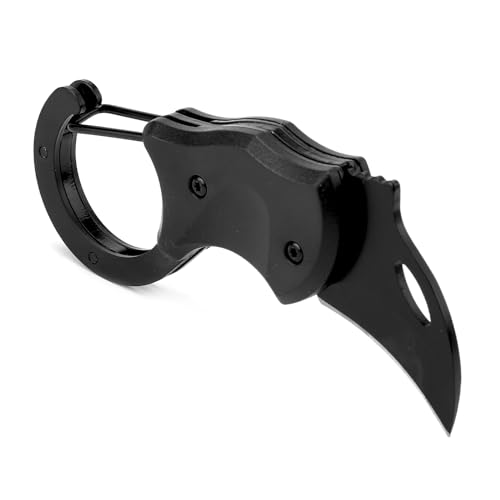 DAKLUNAR Schlüsselanhänger Messer Schwarz, Mini Taschenmesser Klein Schlüsselanhänger Mini Scharf Klappmesser, Messer mit Karabiner, Geschenke für Männer, EDC Messer für Outdoor Camping von DAKLUNAR