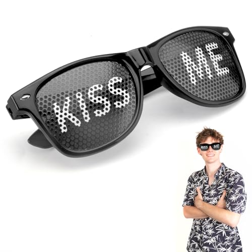 Partybrille Motiv KISS ME Sonnenbrille Party Brille Fasching Partybrille Rave Brille Sonnenbrille Fasching Party Brille für Partys, Clubs, Malle und Karneval, Foto Requisiten von DAKLUNAR