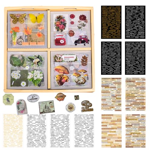 1451 pcs/112 Blatt Blumen Aufkleber Set, Scrapbooking Sticker mit Redewendungen Aufkleber, Transparent Scrapbook Zubehör, Bullet Journal Zubehör für Fotoalbum Sammelalbum Laptops DIY Dekoration von DALAETUS