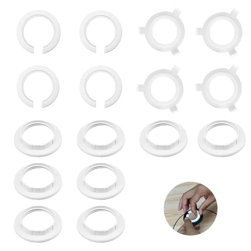 16 Stück E27 zu E14 Lampenschirm Ring Konverter Set, Langlebigkeit Lampenschirm Adapter, Wiederverwendbar Lampenschirm Adapter Ringe für Adapter für Lampenschirm-Unterlegscheibe (29 mm ID, Weiß) von DALAETUS