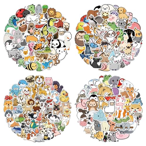 200 Stück Tiere Aufkleber Set, Wasserfeste Vinyl Stickers, Cartoon Tier Aufkleber für Kinder, Geschenke, Scrapbooking, Basteln, Tagebuch, Telefon, Laptop von DALAETUS