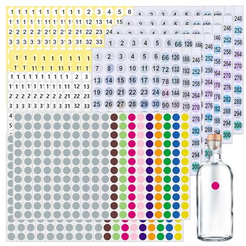 75 Blatt Bunte Nummer Aufklebers Zum Sortieren Des Inventars, Runde Selbstklebende Etiketten Markierungspunkte Zum Organisieren, Holografische 1-300 Laser Zahlen Aufkleber Zum Codierung von DALAETUS