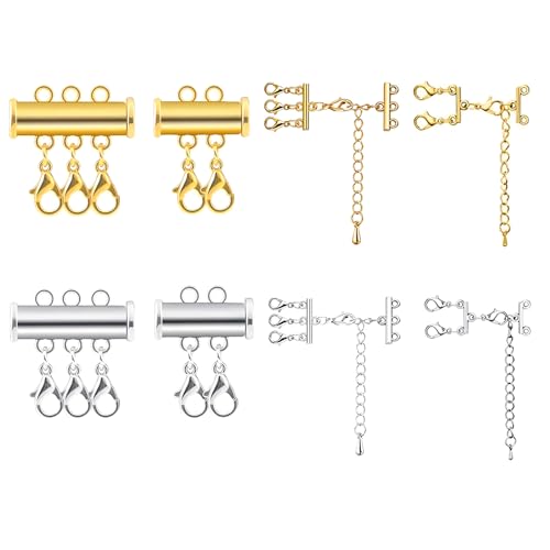 8 Stück Magnetischer Kettenverschluss für Armbänder und Halsketten, Gold und Silber, Multi-Row Halsketten Verschluss, ketten layering verschluss von DALAETUS