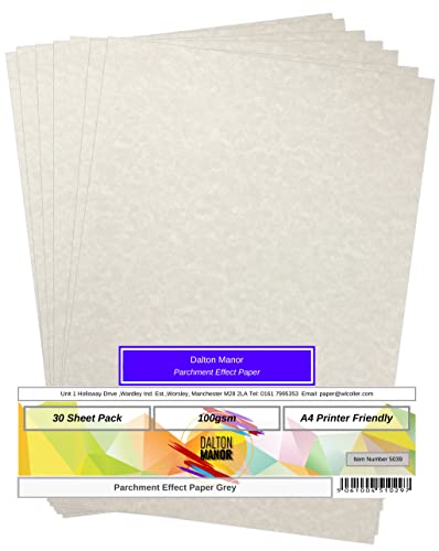 Dalton Manor Pergamentpapier, A4, 100 g/m², Grau, 30 Stück von DALTON MANOR