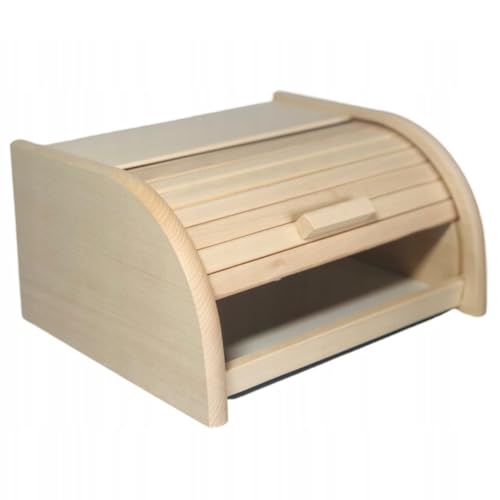 DANI-DREW Brotkasten aus Buchenholz 40x29x18 cm, Rollbrotkasten, Brotkiste mit Roll-Deckel, Küche Brotbox, Brotbehälter (Natur - Unlackiert) von DANI-DREW