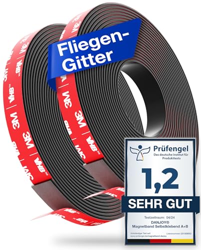 DANJOY® Magnetband A+ B selbstklebend (5m) I Starker Kleber - Starker Magnet I Magnetstreifen mit extra starkem 3M-VHB Kleber I Ideal als Fliegengitter Fenster Magnet uvm. von DANJOY