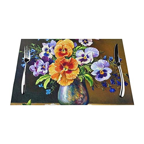 Blume Diamond Painting Tischsets 6er Set, Hitzebeständig Rutschfest Vinyl Platzset Abwaschbar PVC Gewebt Tischsets für Esstisch Küchentisch von DANLIM