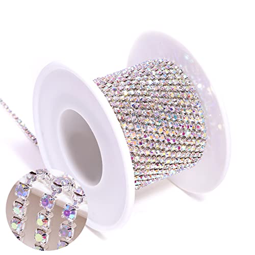 Farbige Strasssteine, Edelsteine ​​für Kleidung, Strasssteine, Strasssteine, Glas-Strasssteine, 9 m lange Glaskristall-Strass-Cup-Kette for Aufnähen, Diamant-Aufklebe-Schließketten, Glitzerbesatz for von DANTTY