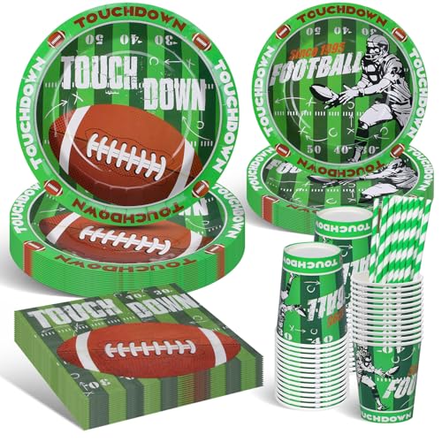 DANXIAN American Football Party Geschirr Set, Super Bowl Deko 2025 - XXL Set zur Superbowl Party, Fussball Geburtstag Deko Set für Geburtstagsdeko Junge Mädchen Partys 20 Gäste von DANXIAN