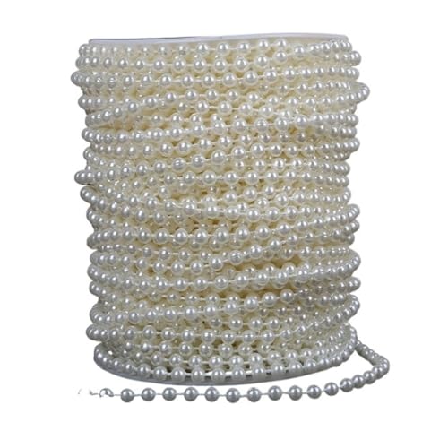 DAOFEUK 2 Meter lange Angelschnur, künstliche Perlen, Perlenkette für DIY-Girlande, Hochzeit, Party, Dekoration, Zubehör, Brautblumen-Zubehör (5 mm rund) von DAOFEUK