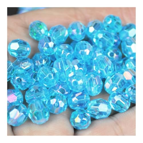 DAOFEUK 500 Stück 6/8/10 mm schillernde, transparente Acrylperlen für Modeschmuck / DIY / Perlentaschen-Design (Blau, 10 mm) von DAOFEUK