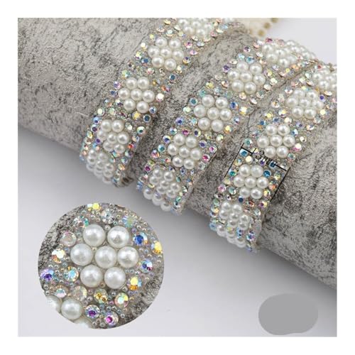 DAOFEUK Runde ABS-Perlen, 91 cm, Strass-Dekoration, Strassband, Kristall-Applikationen für Kleidung, Schuhe (A - 13 mm) von DAOFEUK