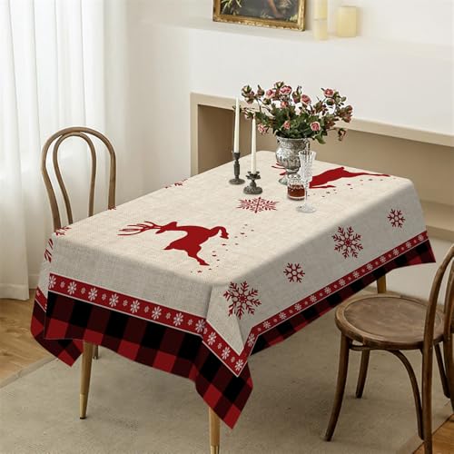 DAOFEUK ZBQ9197 (2), rot-schwarz karierte Tischdecke, Schlitten, Schneemann, Tischdecke, Weihnachten, Party, Tischdecke, Neujahrsdekoration (2), 40 x 60 cm von DAOFEUK