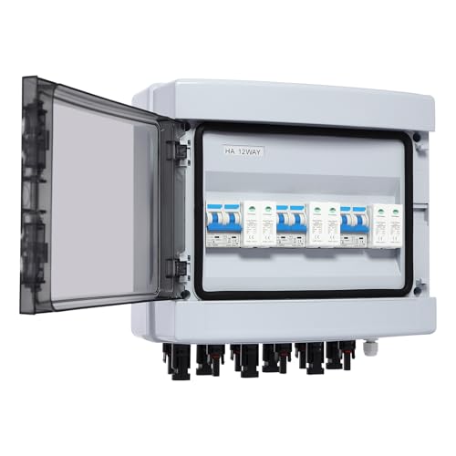 DAOHHFO DC überspannungsschutz PV Solar Trennschalter, Solar Combiner Box, Combiner Box Leistungsschalter für Solarmodule, Solartrennschalter (3 in 3 out 1000V,25A) mit 12×MC4 Klemmen von DAOHHFO