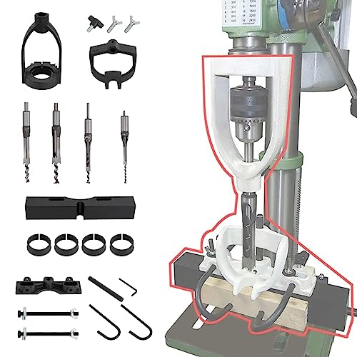 DAOHHFO Stemmbohreraufsatz für Bohrmaschine Stemmmaschine für Holz,MeißEl Mortising Mortise Locator Set FüR Bohrmaschine für StemmmeißEl Zapfmaschine Mit 4 Bits Stahl, Mortising Machine von DAOHHFO