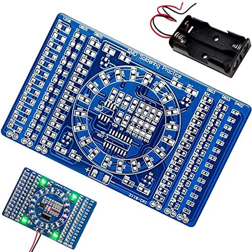 DAOKAI NE555 Löten Übungsplatine Elektronische DIY Kit Rotierende LED SMD 3-12V LED Komponenten Lötpraxis Bord,Skill Training Circuit Lötübungs Training Kit von DAOKAI