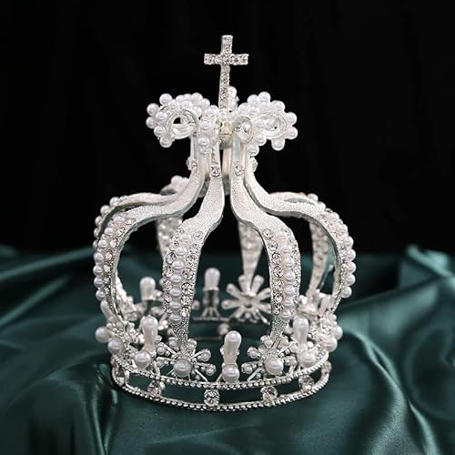 Kopfbedeckungen für Frauen Kronprinzessin Tortenaufsatz Hochzeit Geburtstag Kristallperlen Tiara Tortendekoration for Babyparty Prinzessin Thema Party Geburtstag Hochzeit Weihnachtsdekorationen Krone von DAPERCI