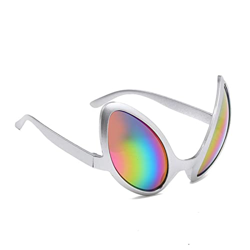 Lustige Sonnenbrille for Erwachsene, witzige Brille, Party-/Urlaubsbrille im Alien-Alternative-Modellier-Kostümdesign | Sonnenbrille mit Regenbogengläsern | Requisiten for Halloween-Partys(Silver) von DARANCA