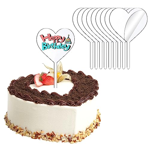 DARENYI 10 Stück Happy Birthday Tortendeko Acryl Cake Topper Happy Birthday Cake Topper DIY Leer Cake Topper Geburtstag Kuchen Deko Geburtstag für Geburtstag, Party, Hochzeit von DARENYI