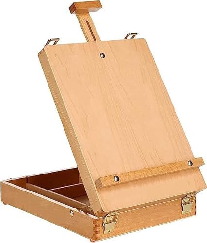 DARENYI Holz Tischbox Staffelei, Verstellbare Staffelei Holz Tisch Sketch Box Staffeleien, Tragbare Kunst Staffelei zum Malen und Zeichnen von DARENYI