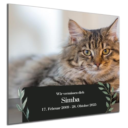 DARO Design - 30x30 cm Wandbild Trauer Haustier Tiere Hund Katze Foto auf Leinwand personalisiert Hochdichte Faserplatte HDF 6mm - Deko Erinnerung an Katzen Hunde Andenken Gedenktafel - Leinwandbild von DARO Design