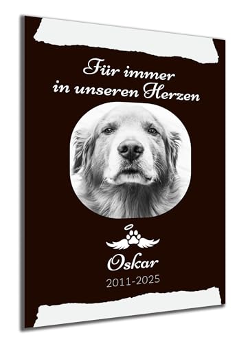 DARO Design - 40x60 cm Wandbild Trauer Haustier Tiere Hund Katze Foto auf Leinwand personalisiert Hochdichte Faserplatte HDF 6mm - Deko Erinnerung an Katzen Hunde Andenken Gedenktafel - Leinwandbild von DARO Design