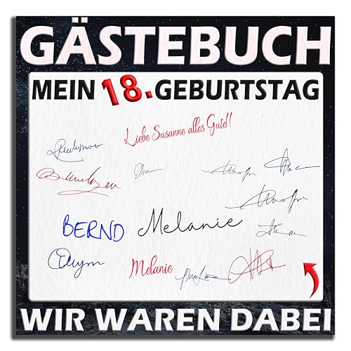 DARO Design - Gästebuch als Wandbild Alternative - 18 Jahre Jahreszahlen Glückwunsch - 40x40 cm - Siegel - Holz-Optik - Beschriftbar - Mit Wandhaken - Geburtstag Jubiläum von DARO Design