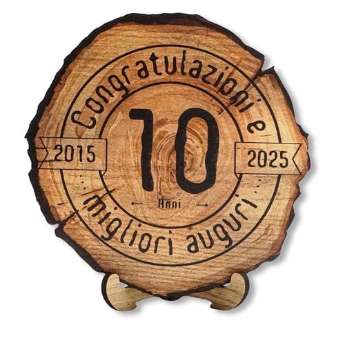 DARO Design - Holzscheibe - 10 Jahre - Größe 20cm- Geschenk zum Jubiläum, 10 Geburtstag, Jahrestag - Herzlichen Glückwunsch von DARO Design