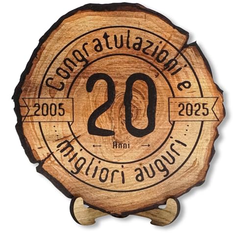 DARO Design - Holzscheibe - 20 Jahre - Größe 20cm- Geschenk zum Jubiläum, 20 Geburtstag, Jahrestag - Herzlichen Glückwunsch von DARO Design