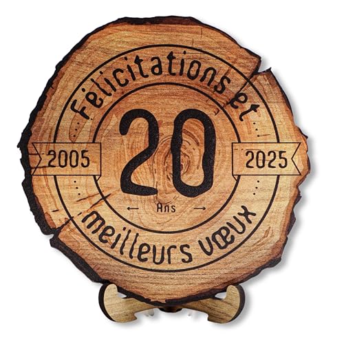 DARO Design - Holzscheibe - 20 Jahre - Größe 20cm- Geschenk zum Jubiläum, 20 Geburtstag, Jahrestag - Herzlichen Glückwunsch von DARO Design