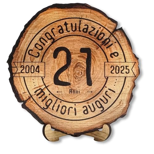 DARO Design - Holzscheibe - 21 Jahre - Größe 20cm- Geschenk zum Jubiläum, 21 Geburtstag, Jahrestag - Herzlichen Glückwunsch von DARO Design