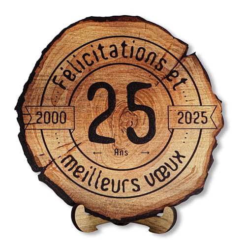 DARO Design - Holzscheibe - 25 Jahre - Größe 20cm- Geschenk zum Jubiläum, 25 Geburtstag, Jahrestag - Herzlichen Glückwunsch von DARO Design