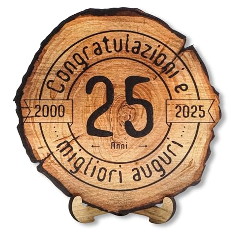 DARO Design - Holzscheibe - 25 Jahre - Größe 20cm- Geschenk zum Jubiläum, 25 Geburtstag, Jahrestag - Herzlichen Glückwunsch von DARO Design