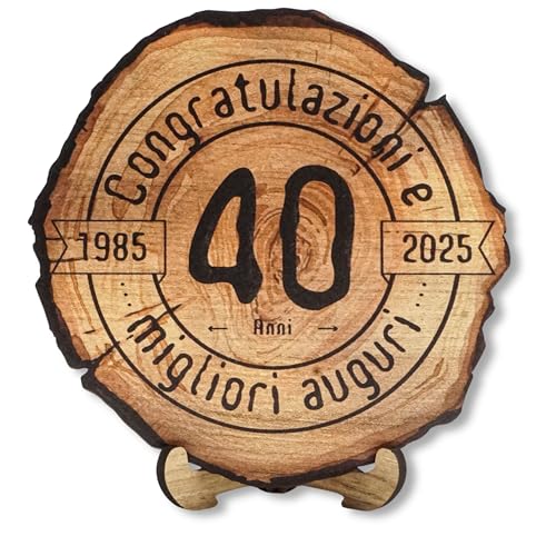 DARO Design - Holzscheibe - 40 Jahre - Größe 20cm- Geschenk zum Jubiläum, 40 Geburtstag, Jahrestag - Herzlichen Glückwunsch von DARO Design