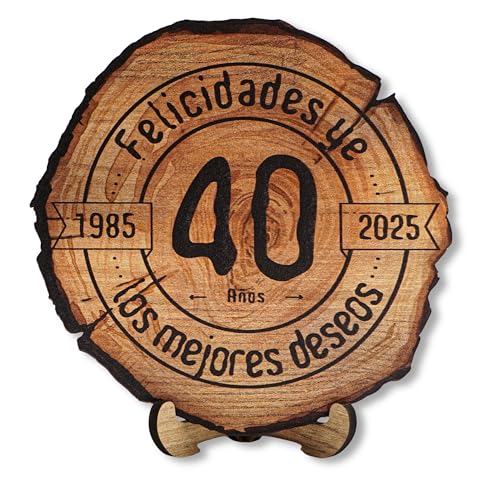 DARO Design - Holzscheibe - 40 Jahre - Größe 20cm- Geschenk zum Jubiläum, 40 Geburtstag, Jahrestag - Herzlichen Glückwunsch von DARO Design