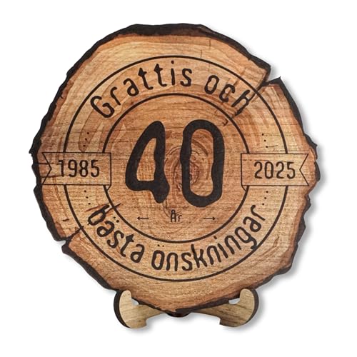 DARO Design - Holzscheibe - 40 Jahre - Größe 20cm- Geschenk zum Jubiläum, 40 Geburtstag, Jahrestag - Herzlichen Glückwunsch von DARO Design