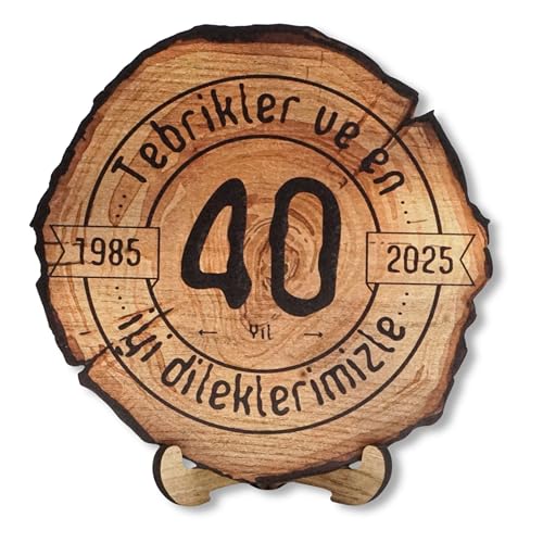 DARO Design - Holzscheibe - 40 Jahre - Größe 20cm- Geschenk zum Jubiläum, 40 Geburtstag, Jahrestag - Herzlichen Glückwunsch von DARO Design