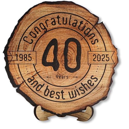 DARO Design - Holzscheibe - 40 Jahre - Größe 20cm- Geschenk zum Jubiläum, 40 Geburtstag, Jahrestag - Herzlichen Glückwunsch von DARO Design