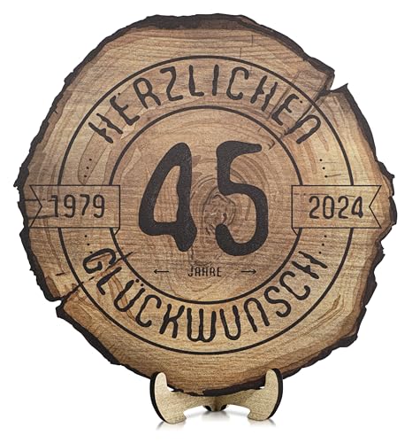 DARO Design - Holzscheibe - 45 Jahre - Größe 20cm- Geschenk zum Jubiläum, 45 Geburtstag, Jahrestag - Herzlichen Glückwunsch von DARO Design