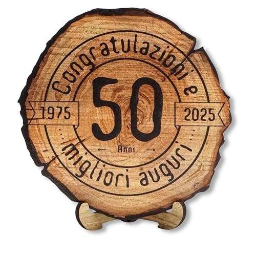 DARO Design - Holzscheibe - 50 Jahre - Größe 20cm- Geschenk zum Jubiläum, 50 Geburtstag, Jahrestag - Herzlichen Glückwunsch von DARO Design